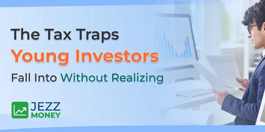 Young investor reviewing financial documents and encountering common tax traps that can lead to unexpected tax bills.