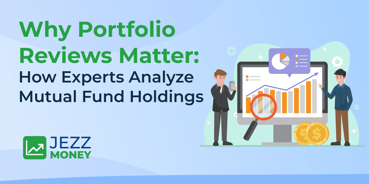 Financial expert reviewing mutual fund portfolio holdings on a laptop during portfolio analysis